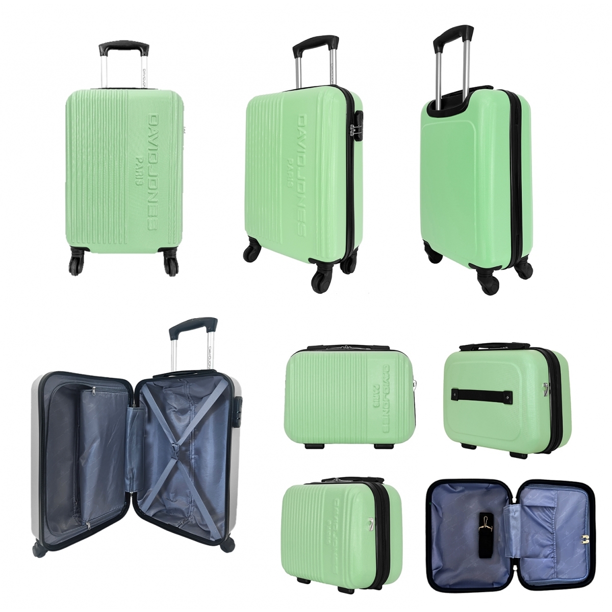 Lot valise cabine 55cm plus 1 vanity rigides David Jones ABS - BA10642 -  Couleur principale : KAKI - valise pas cher Promotion 