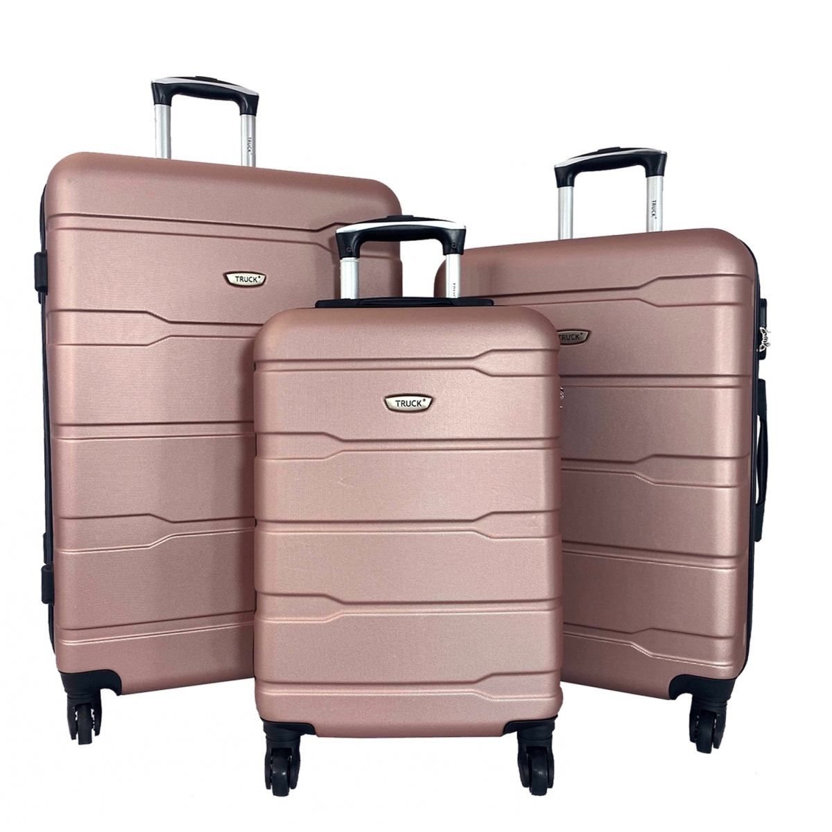 Lot 3 valises rigides dont 1 valise cabine Truck ABS - TR10413-ROSE -  Couleur principale : ROSE - valise pas cher 