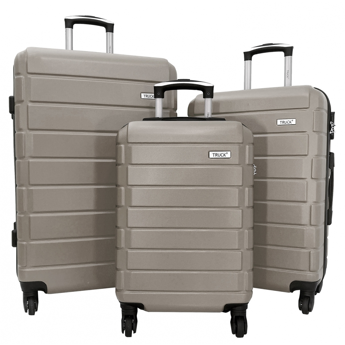 Lot 3 valises rigides dont 1 valise cabine Truck ABS - TR10413-ROSE -  Couleur principale : ROSE - valise pas cher 