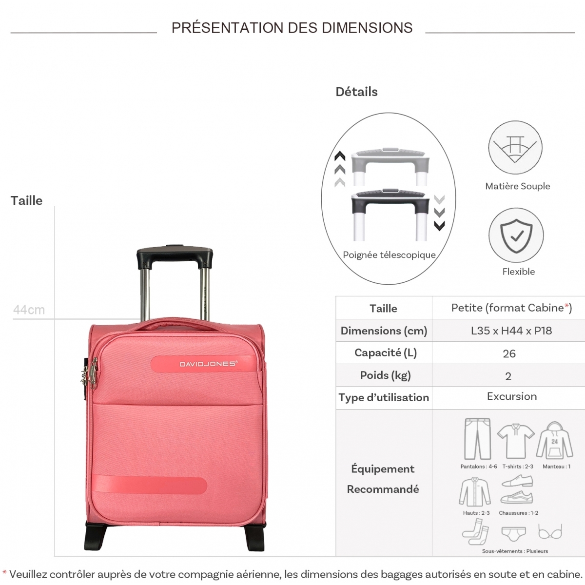 Valise taille cabine L8642