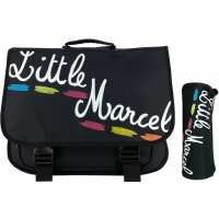 Cartable scolaire double compartiment & trousse offerte Little Marcel sans roulettes