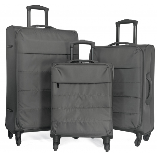 Lot 3 valises souples dont 1 valise cabine polyester Cactus