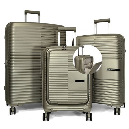 Lot 3 valises rigides extensibles dont 1 cabine porte-ordinateur 17