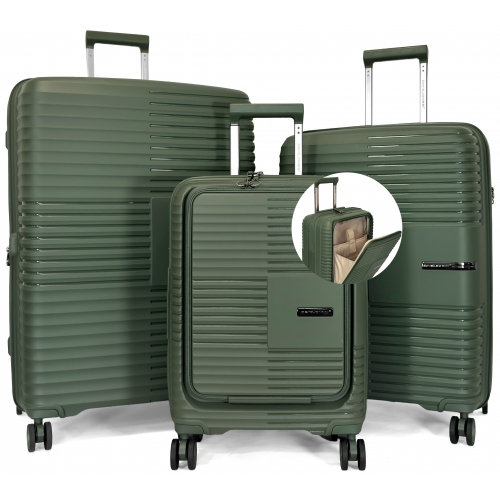 Lot 3 valises rigides extensibles dont 1 cabine porte-ordinateur 17