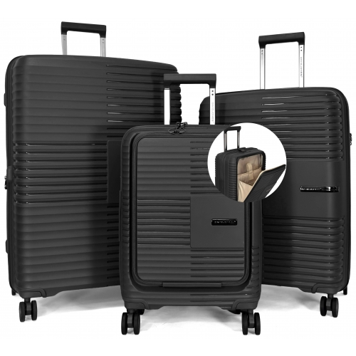 Lot 3 valises rigides extensibles dont 1 cabine porte-ordinateur 17