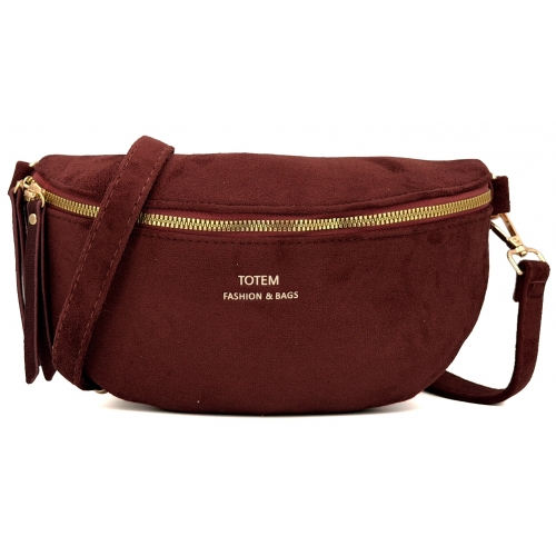 Sac à main bandoulière banane en velour Totem - Taille S