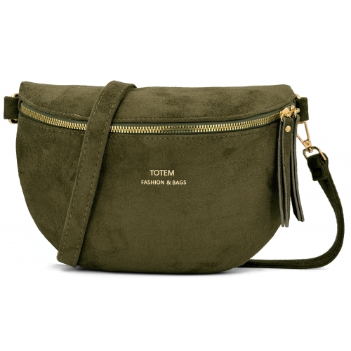 Sac à main bandoulière banane en velour Totem - Taille M