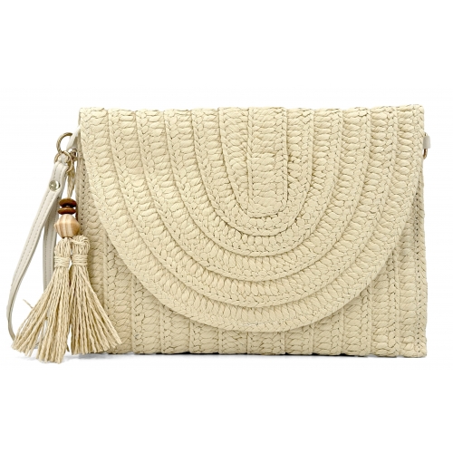 Sac à main pochette en paille à rabat Sacs d'Estelle