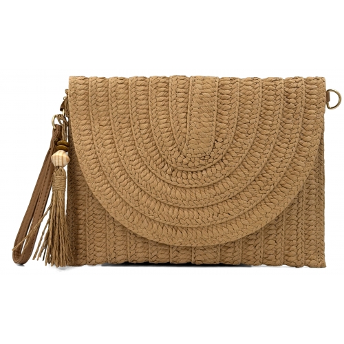 Sac à main pochette en paille à rabat Sacs d'Estelle