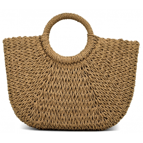 Sac à main cabas en paille tressé anses courtes Les Sacs de K'rlot