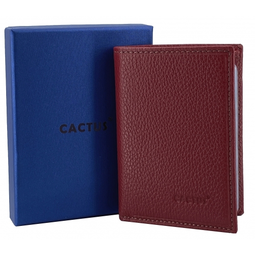 Porte Cartes cuir de vachette anti-RFID Cactus