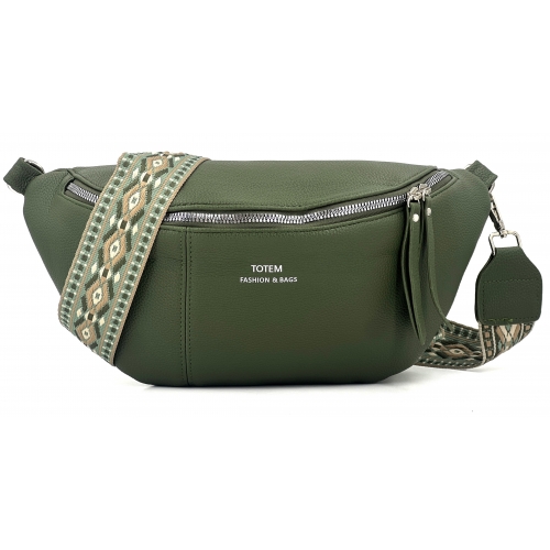 Sac à main bandoulière banane Bleu Cerise - Taille M