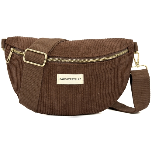 Sac à main bandoulière banane en velours côtelé Sacs d'Estelle - Taille M