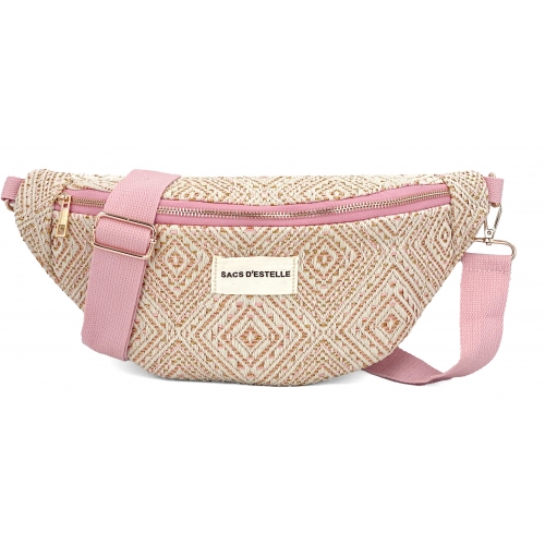 Sac à main bandoulière banane Bleu Cerise - Taille L