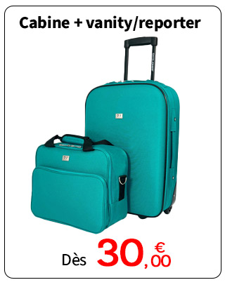 Bleu Cerise Lot valise cabine + 1 vanity pas cher promotion