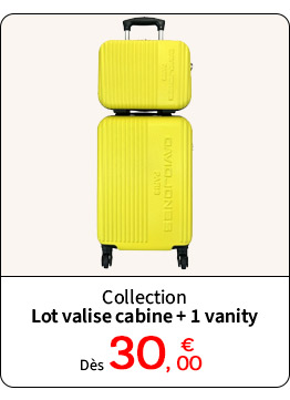  Bleu Cerise Lot valise cabine + vanity pas cher 