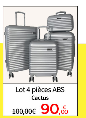 Bleu Cerise Lot de 3 valises rigide dont 1 valise cabine plus 1 vanity Cactus Pas Cher en Soldes