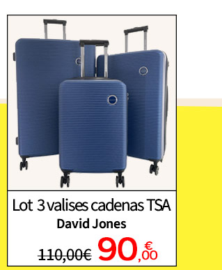 Bleu Cerise Lot de 3 valises rigide David Jones Pas Cher en Soldes 