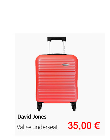 Bleu Cerise Bagagerie Valise Cabine Underseat Rigide David Jones en Soldes 