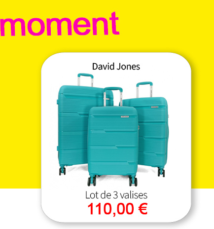  Bleu Cerise Bagagerie Lot de 3 valises David Jones en promotion 