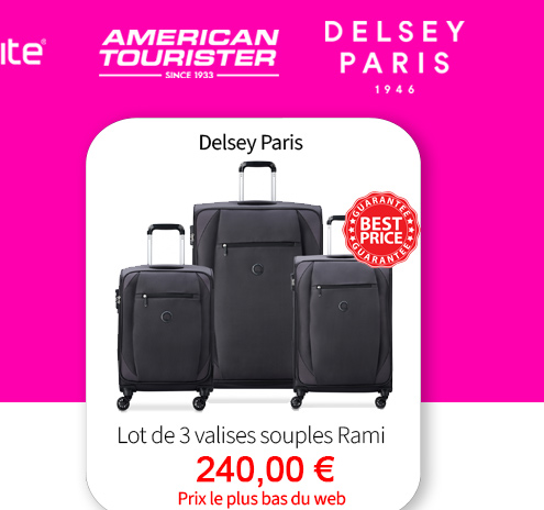 Bleu Cerise Bagagerie Delsey Paris Lot de valises Caracas Prix Bas 