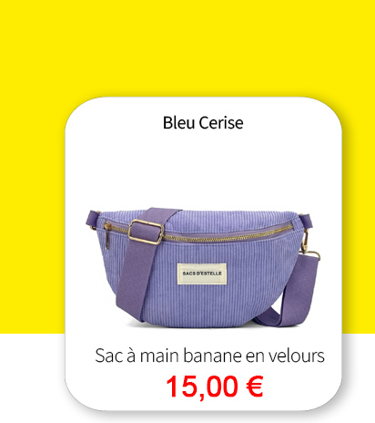  Bleu Cerise Maroquinerie Sac a main Banane en velours Pas Cher Tendance 