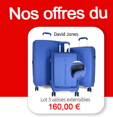  Bleu Cerise Bagagerie Lot de 3 valises extensibles David Jones Promotions 