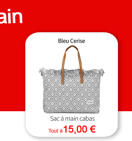  Bleu Cerise Maroquinerie Sac à main cabas en toile 