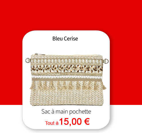 Bleu Cerise Maroquinerie Sac à main pochette pas cher