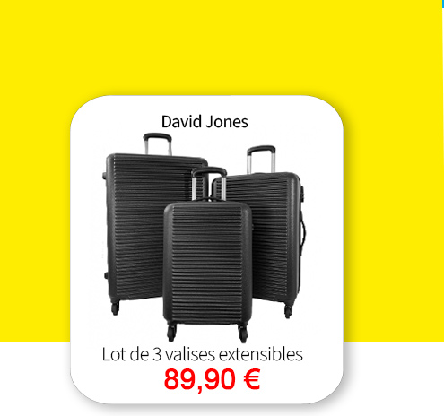  Bleu Cerise Bagagerie Lot de 3 valises extensibles David Jones Promotions 