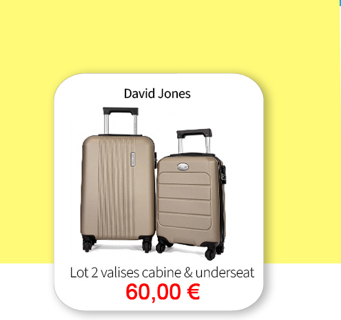 Bleu Cerise Bagagerie Lot de 2 valises cabine dont 1 underseat promotion 