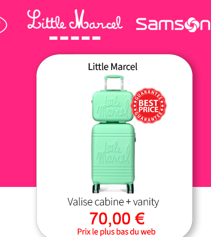  Bleu Cerise Bagagerie Valise cabine et vanity Little Marcel à Prix Bas