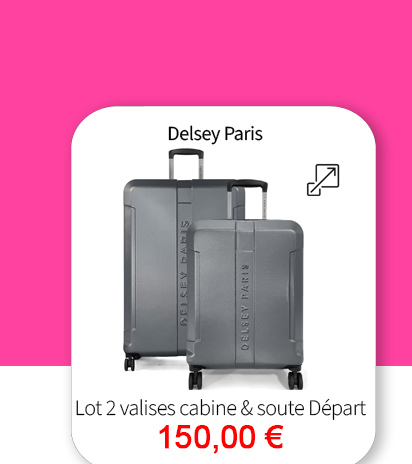 Bleu Cerise Bagagerie Delsey Paris Départ Lot de 2 valises extensibles soute et cabine pas Cher 
