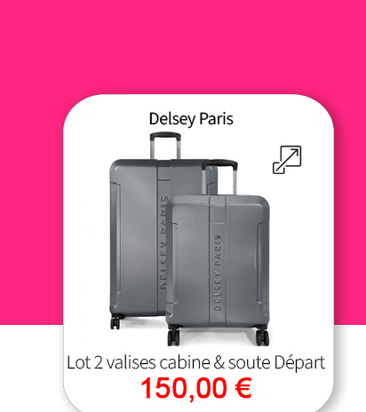 Bleu Cerise Bagagerie Delsey Paris Départ Lot de 2 valises extensibles soute et cabine pas Cher 