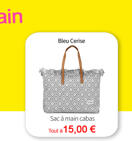  Bleu Cerise Maroquinerie Sac à main cabas en toile 