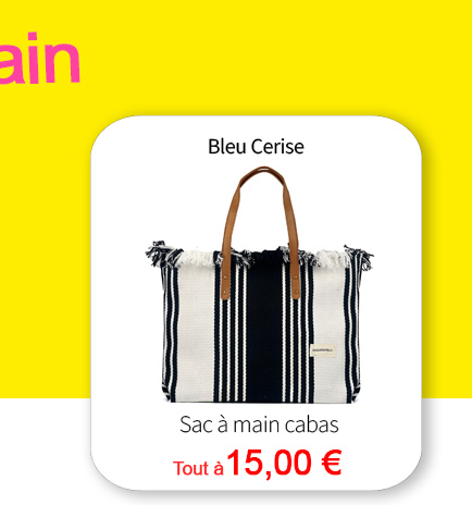  Bleu Cerise Maroquinerie Sac à main cabas en toile 
