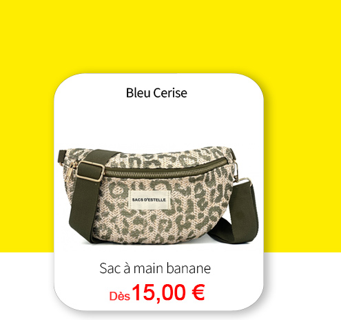 Bleu Cerise Maroquinerie Sac à main banane pas cher