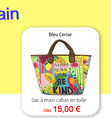  Bleu Cerise Maroquinerie Sac à main cabas en toile 