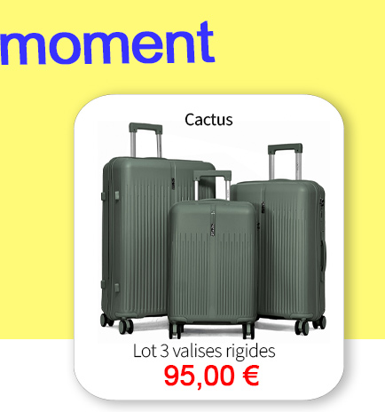  Bleu Cerise Bagagerie Lot de 3 valises Cactus en promotion 