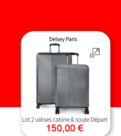 Bleu Cerise Bagagerie Delsey Paris Départ Lot de 2 valises extensibles soute et cabine pas Cher 