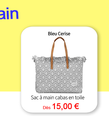  Bleu Cerise Maroquinerie Sac à main cabas en toile 