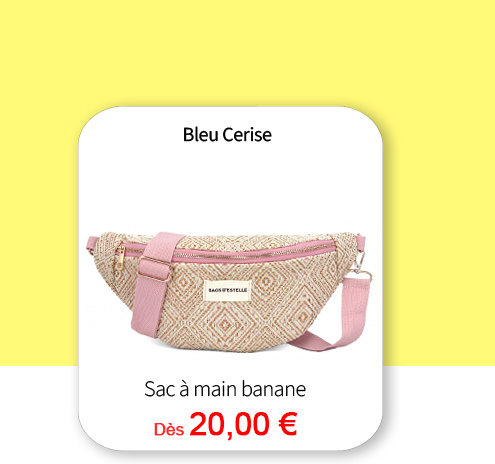 Bleu Cerise Maroquinerie Sac à main banane pas cher