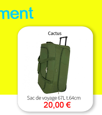 Bleu Cerise Bagagerie Sac de Voyage Grand Format en Soldes
