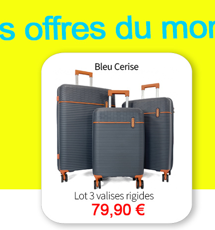  Bleu Cerise Bagagerie Lot de 3 valises rigide en soldes 