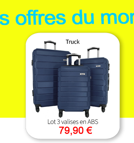  Bleu Cerise Bagagerie Lot de 3 valises rigides Truck en promotions 