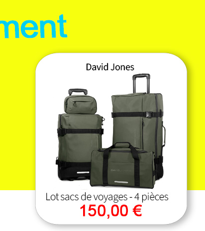 Bleu Cerise Bagagerie Lot de sacs de voyage et une trousse de toilette David Jones en promotion 