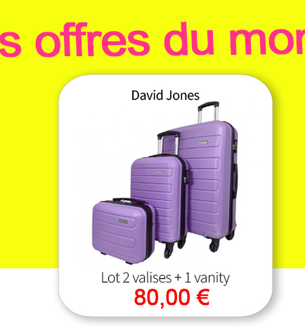 Bleu Cerise Bagagerie Lot de 2 valises rigides et 1 vanity en promotions 