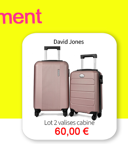 Bleu Cerise Bagagerie Lot de 2 valises cabine rigides en promotions 