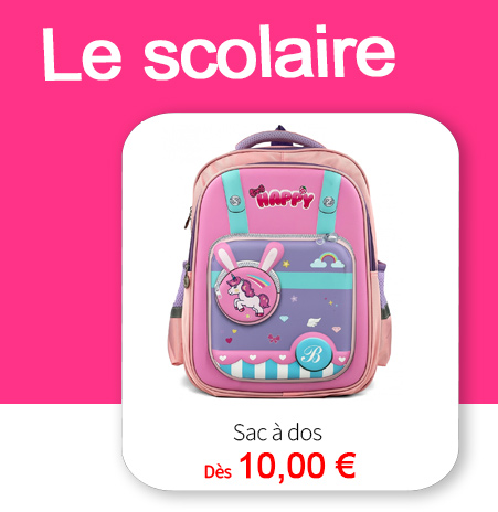  Bleu Cerise Sac à dos scolaire pas cher 