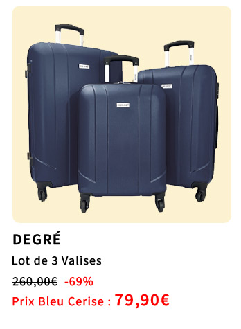  Bleu Cerise Bagagerie Lot de 3 valises en promotions 